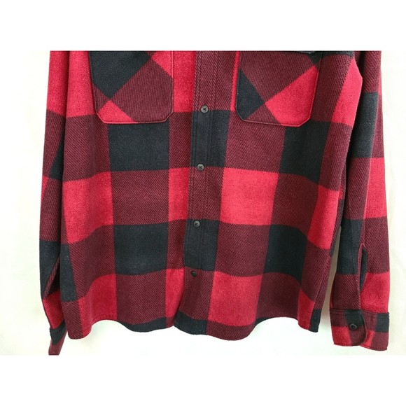 Vintage Wrangler Men's (L) Black & Red Buffalo Plaid Fleece Button Up Shirt - Picture 3 of 9